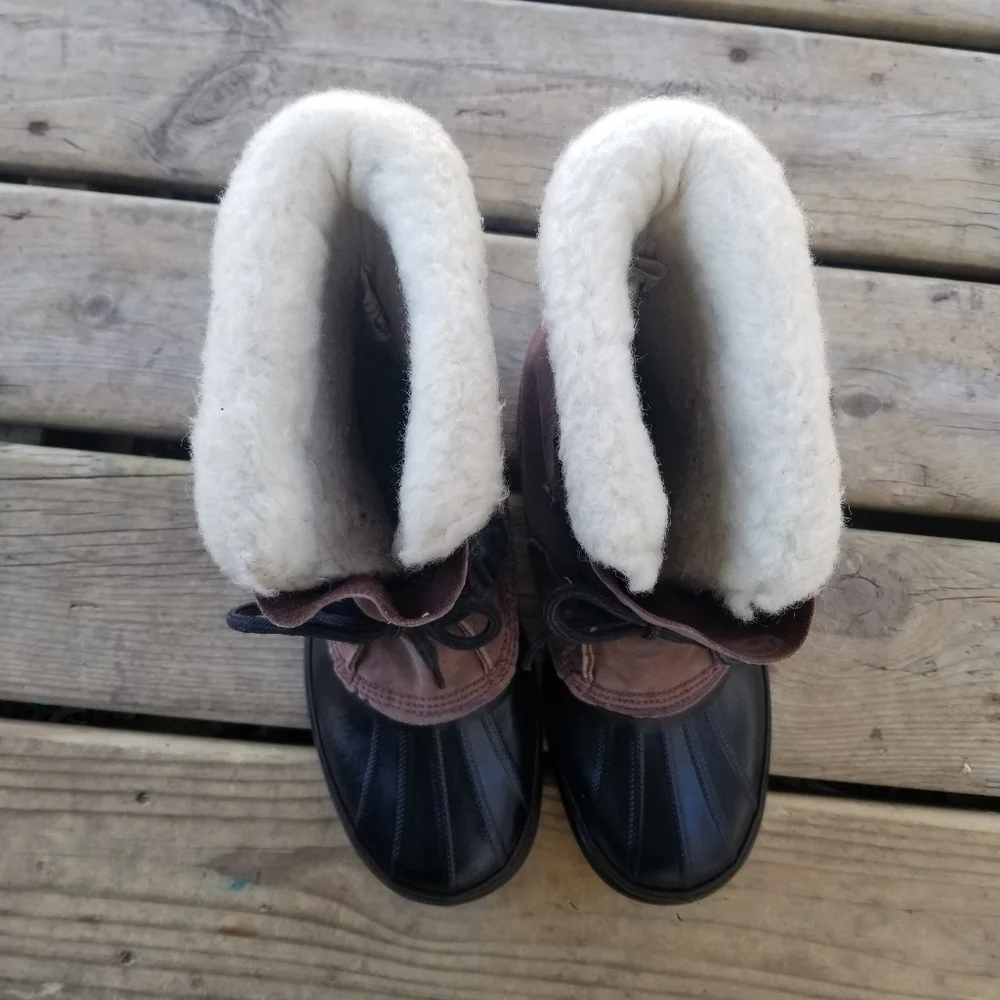 Vintage Sorel Kaufman Bighorn Leather Winter Snow Duck Boots Made In Canada Sz 8